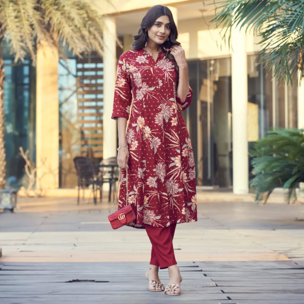 Types of kurtis for women including Anarkali, A-line and straight-cut styles